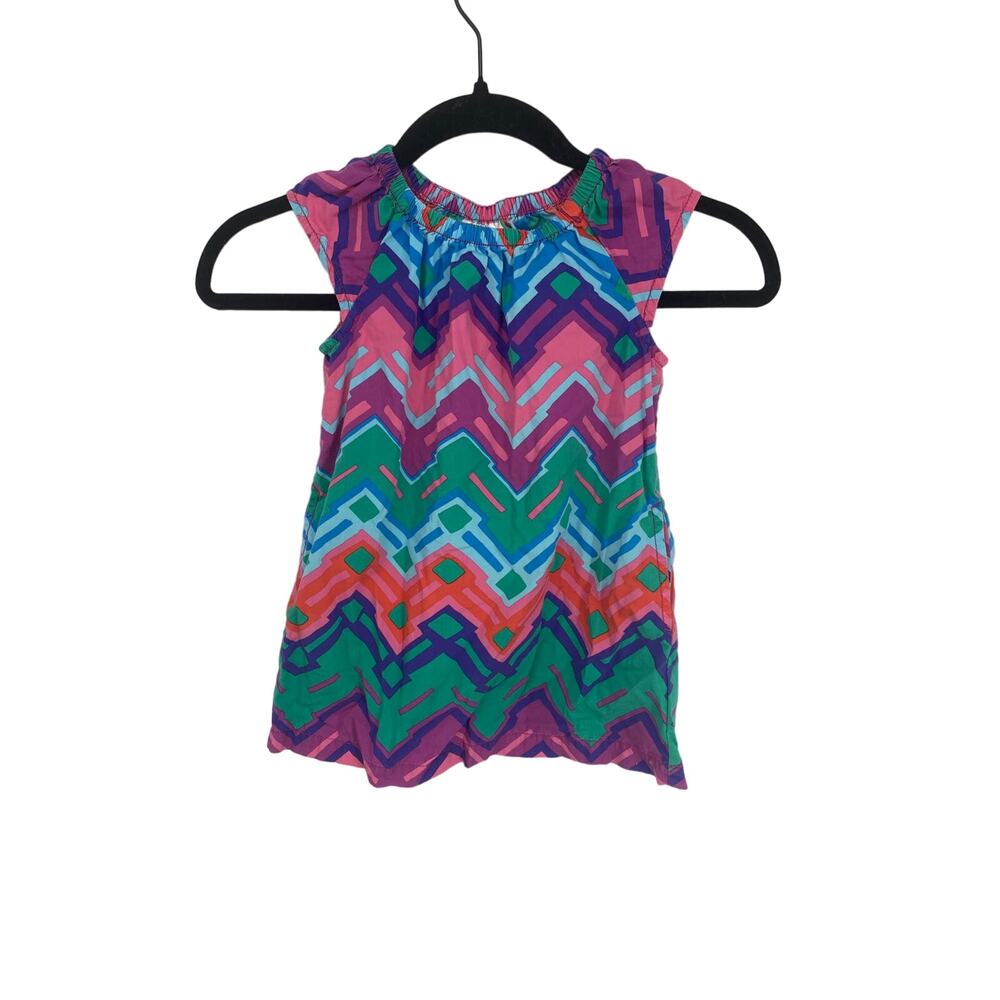 Hanna Andersson girls size 4 / 100 colorful zig zag chevron swing dress